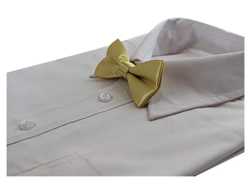 Boys Yellow Gold Plain Bow Tie Polyester