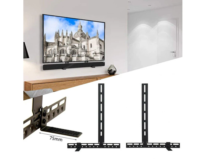 2x Sound Bar Mount to TV Bracket Adjustable Soundbar Holder for 32-85 Inches TVs
