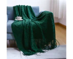 Knitted Decorative Throw Blanket for Couch Sofa Chair Bed, Soft Warm Comfy Throws Blankets Light Weight for Spring Summer Autumn - Dark green