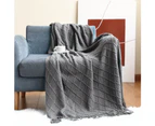 Knitted Decorative Throw Blanket for Couch Sofa Chair Bed, Soft Warm Comfy Throws Blankets Light Weight for Spring Summer Autumn - Smoke grey