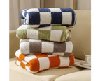 Throw Blankets Checkered Grid Chessboard Gingham Warmer Comfort Reversible Shaggy Cozy Decor for Home Bed Couch - Orange