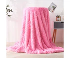 Soft Fuzzy Faux Fur Throw Blanket Shaggy Blankets, Fluffy Cozy Plush Comfy Microfiber Fleece Blankets for Couch Sofa Bedroom - Pink