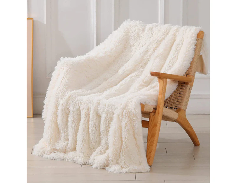 Soft Fuzzy Faux Fur Throw Blanket Shaggy Blankets, Fluffy Cozy Plush Comfy Microfiber Fleece Blankets for Couch Sofa Bedroom - Tie Dye Coffee