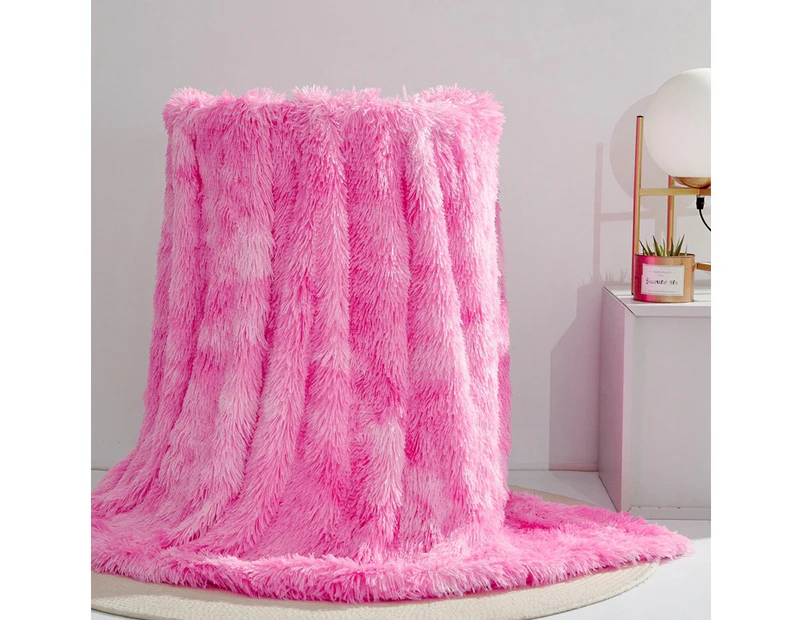 Soft Fuzzy Faux Fur Throw Blanket Shaggy Blankets, Fluffy Cozy Plush Comfy Microfiber Fleece Blankets for Couch Sofa Bedroom - Tie Dye pink