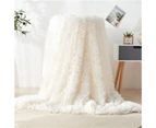 Soft Fuzzy Faux Fur Throw Blanket Shaggy Blankets, Fluffy Cozy Plush Comfy Microfiber Fleece Blankets for Couch Sofa Bedroom - Beige white