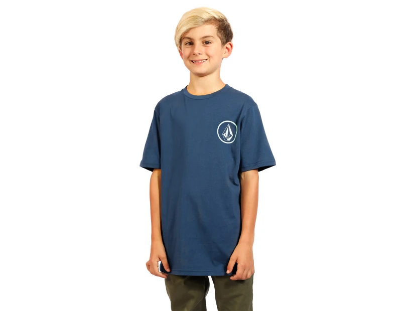 Volcom Boy's Youth Mini Circle Stone Short Sleeve Logo Tee - Blue