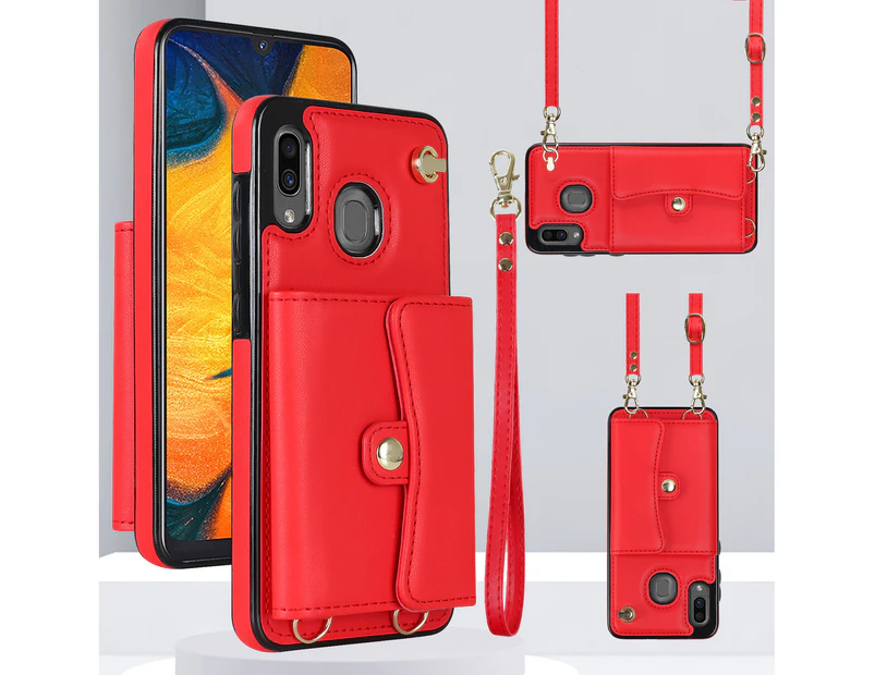 RFID Blocking Wallet Case for Samsung Galaxy A20 - Red