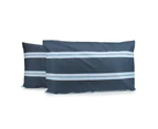 2x Jason Commercial Hudson Stripe Pillow Case 48x73cm Navy Spring Blue Stripe