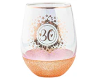 2PK Birthday 30th Glitter Stemless Wine Glass Rose Gold 600ml Drinking Tumbler