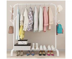 White Heavy Duty Clothes Rail Rack Hanging Garment Display Stand Shoe Storage Shelf