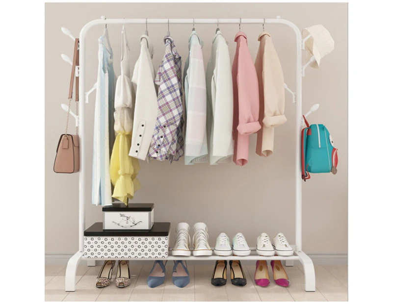 White Heavy Duty Clothes Rail Rack Hanging Garment Display Stand Shoe Storage Shelf