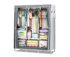 Large Portable Wardrobe Clothes Storage Organizer with 3 Hanging Rails & Shelves
