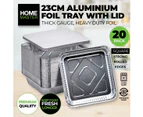 Home Master 20PCE Aluminium Foil Trays With Lids Durable Premium Quality 23cm