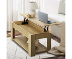 Oikiture Coffee Table Lift Up Top Modern Tables Hidden Book Storage Natural - Natural