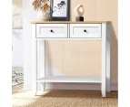 Oikiture Console Table Hallway Entry 2 Drawers Hall Side Display Shelf Desk - White