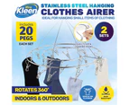 Xtra Kleen 2PCE Clothes Hanger With Pegs Stainless Steel Rotating 31.5cm