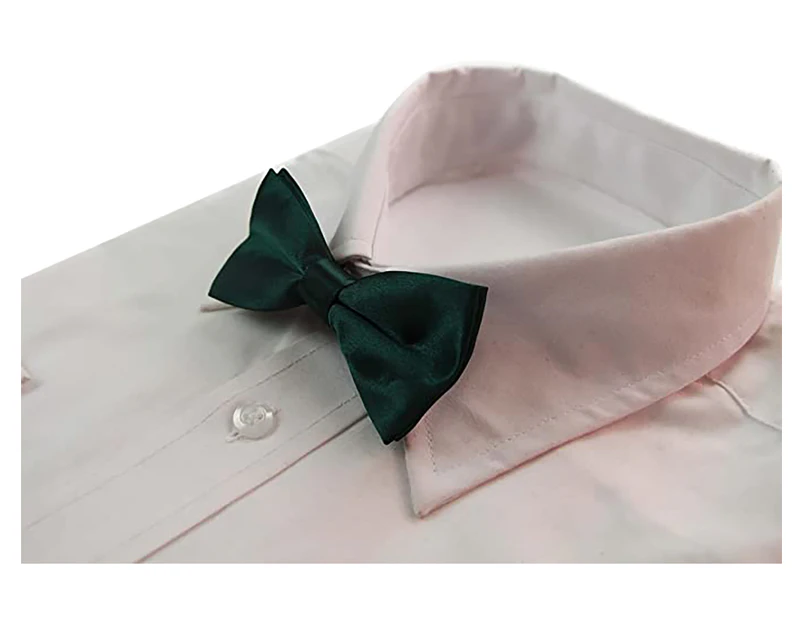 Boys Bottle Green Plain Bow Tie Polyester