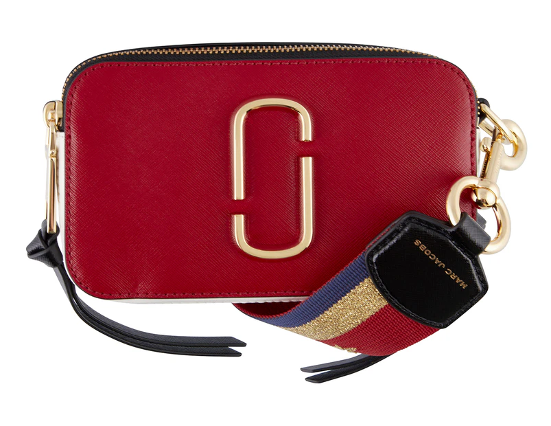 Marc Jacobs True Red & Black The Snapshot Leather Crossbody Bag