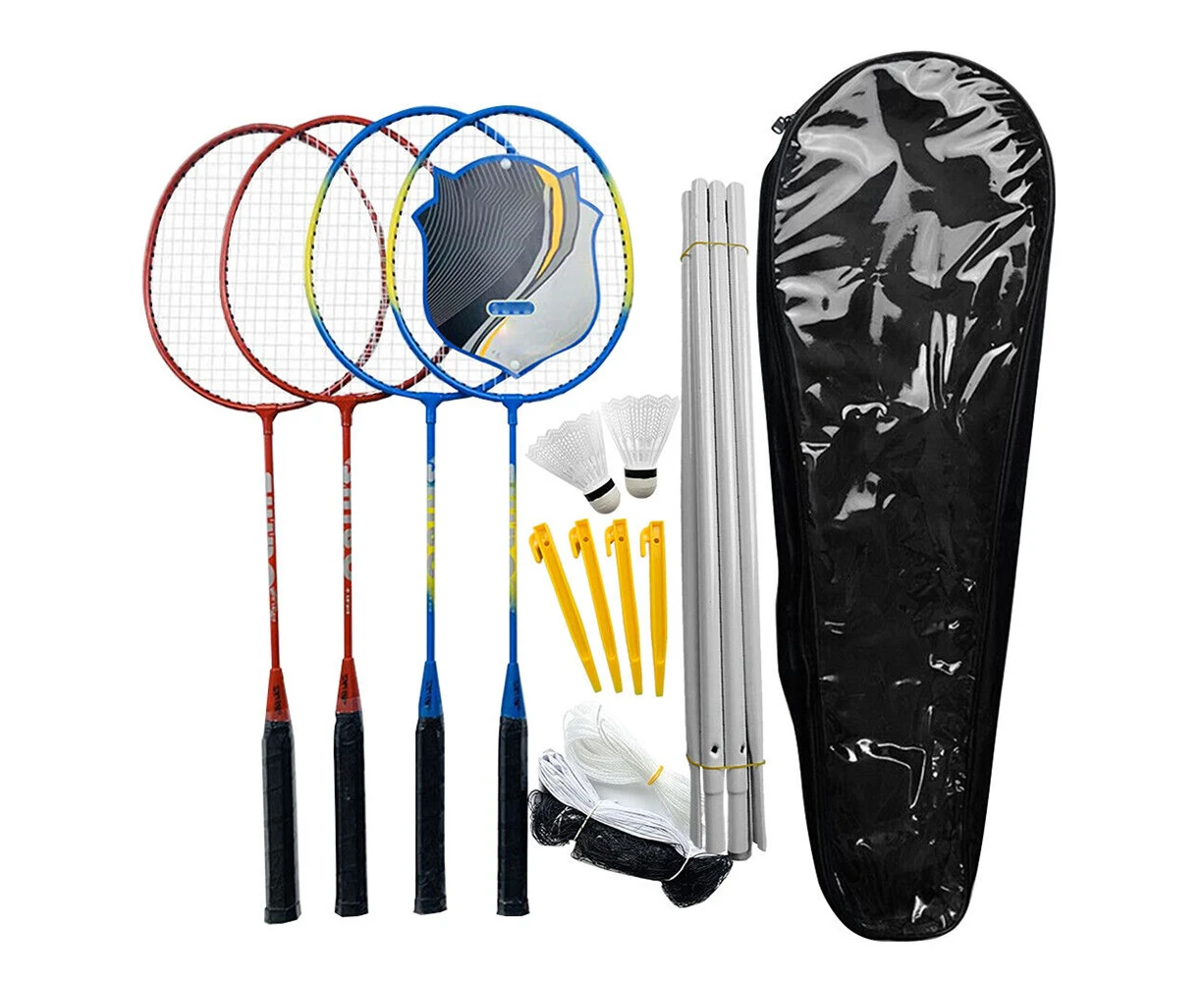 Professional Badminton Racket Set 4 Player Shuttlecock Racquet Net Bag