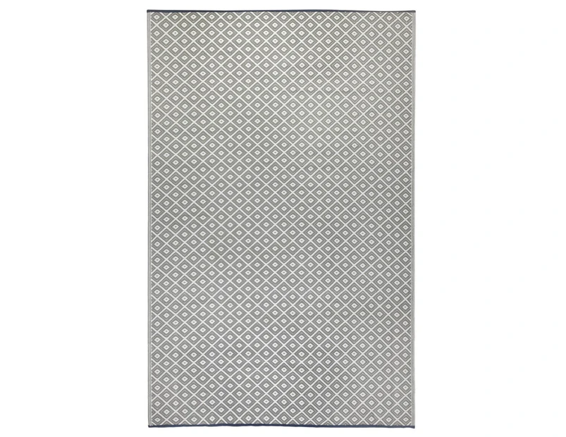 120x179cm Kimberley Grey and White Diamond Recycled Plastic Outdoor Rug