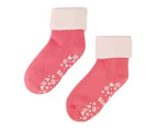 Baby Warm Socks with Grips | Steven | Breathable Lightweight Cute Design Non-Slip Socks | Waves/Paws/Twirls/Hearts Patterns - Pink - Pink