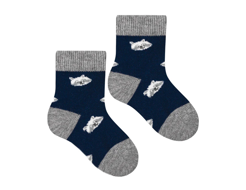 Baby Funny Patterns Cotton Socks | Steven | Soft Colourful Novelty Socks for Boys & Girls - Racoon (Navy) - Racoon (Navy)