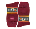 Kids Indoor Slipper Socks with Grippers | THMO | Thick & Warm Comfort Loose Top Non Slip Thermal Socks - Fuchsia - Fuchsia