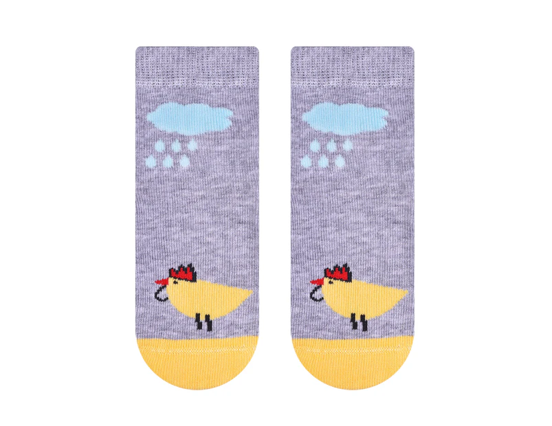 Baby Funny Patterns Cotton Socks | Steven | Soft Colourful Novelty Socks for Boys & Girls - Rooster (Grey) - Rooster (Grey)