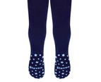 Baby Tights with Grips | Steven | Cotton Soft Anti-Slip Tights with Stars, Hearts, and Paw Patterns - Stars (Navy) - Stars (Navy)
