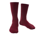 Mens Merino Wool Socks with Loose Soft Top | Steven | Non Binding Seamless Non Elastic Socks for Swollen Feet - Burgundy - Burgundy