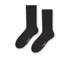Mens Merino Wool Socks for Winter | Steven | Breathable Warm Knitted Ribbed Dress Socks | Ideal for Mens Dress Shoes - Charcoal - Charcoal