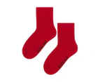 Kids Warm Merino Wool Socks | Steven | Breathable Thermal Knitted Ribbed Wool Socks for Winter - Red - Red