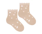 Baby Funny Patterns Cotton Socks | Steven | Soft Colourful Novelty Socks for Boys & Girls - Stars (Beige) - Stars (Beige)