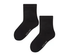 Kids Warm Merino Wool Socks | Steven | Breathable Thermal Knitted Ribbed Wool Socks for Winter - Black - Black