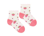 Baby Funny Patterns Cotton Socks | Steven | Soft Colourful Novelty Socks for Boys & Girls - Strawberries (White) - Strawberries (White)