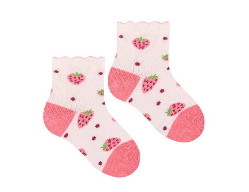 Baby Funny Patterns Cotton Socks | Steven | Soft Colourful Novelty Socks for Boys & Girls - Strawberries (Pink) - Strawberries (Pink)