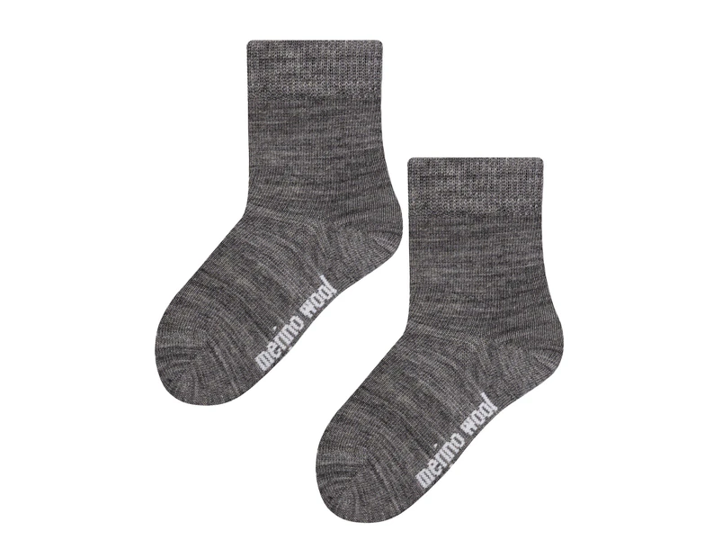 Kids Warm Merino Wool Socks | Steven | Breathable Thermal Knitted Ribbed Wool Socks for Winter - Charcoal - Charcoal