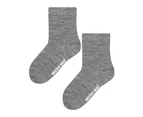 Kids Warm Merino Wool Socks | Steven | Breathable Thermal Knitted Ribbed Wool Socks for Winter - Light Grey - Light Grey