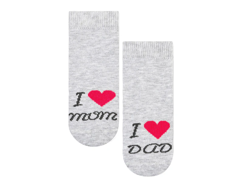 Baby Funny Patterns Cotton Socks | Steven | Soft Colourful Novelty Socks for Boys & Girls - Parents (Light Grey) - Parents (Light Grey)
