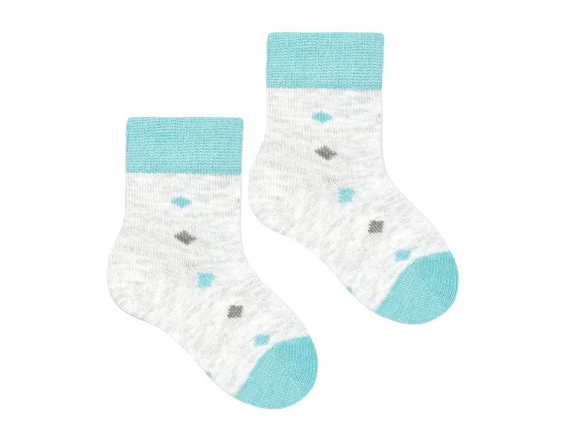 Baby Funny Patterns Cotton Socks | Steven | Soft Colourful Novelty Socks for Boys & Girls - Diamonds (Light Grey) - Diamonds (Light Grey)