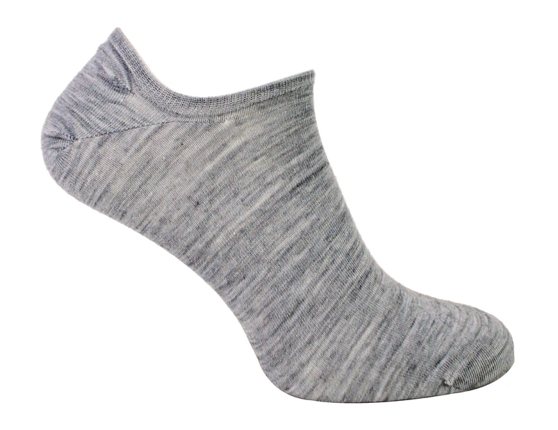 Mens Merino Wool Low Cut No Show Socks | Steven | Invisible Low Cut Warm Footsies Socks - Light Grey - Light Grey
