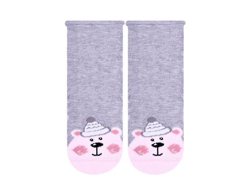 Baby Funny Patterns Cotton Socks | Steven | Soft Colourful Novelty Socks for Boys & Girls - Bear (Grey) - Bear (Grey)