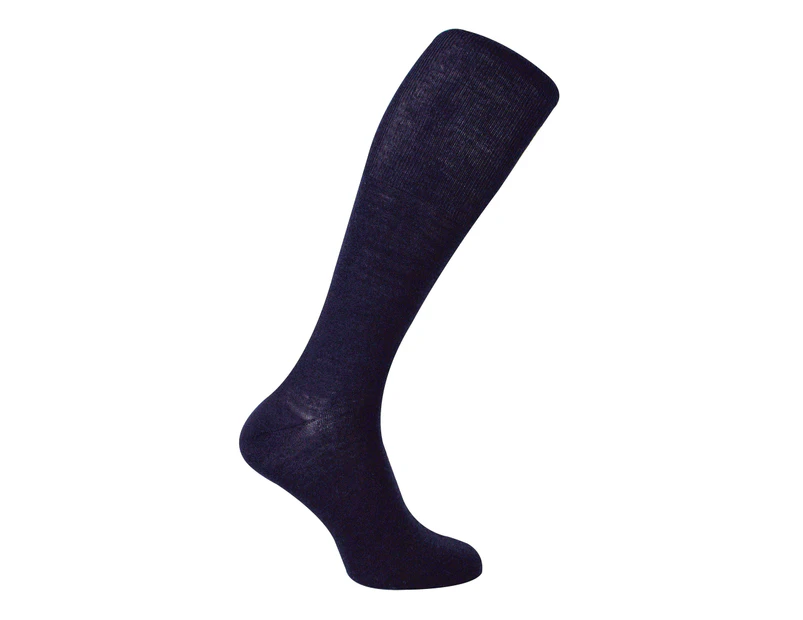 Mens Knee High Merino Wool Socks | Steven | Winter Long Length Boot Socks - Navy - Navy