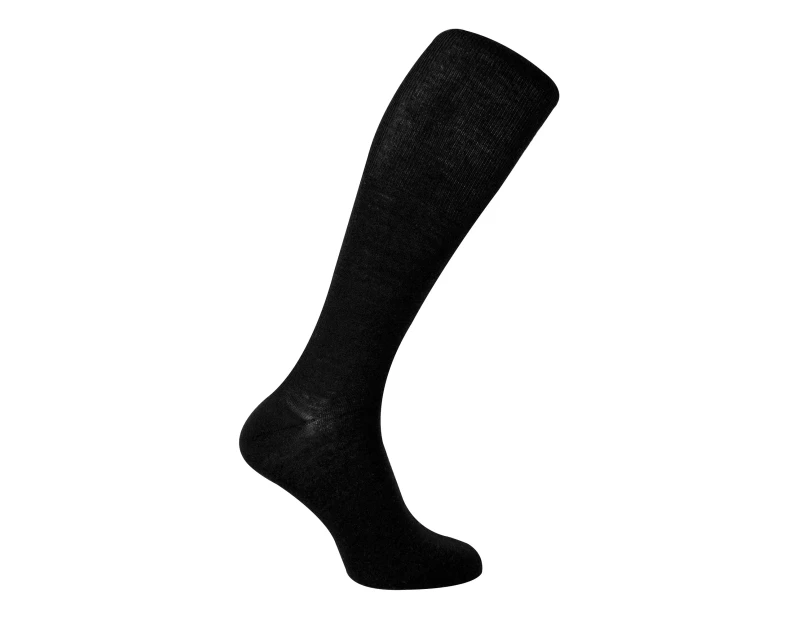 Mens Knee High Merino Wool Socks | Steven | Winter Long Length Boot Socks - Black - Black