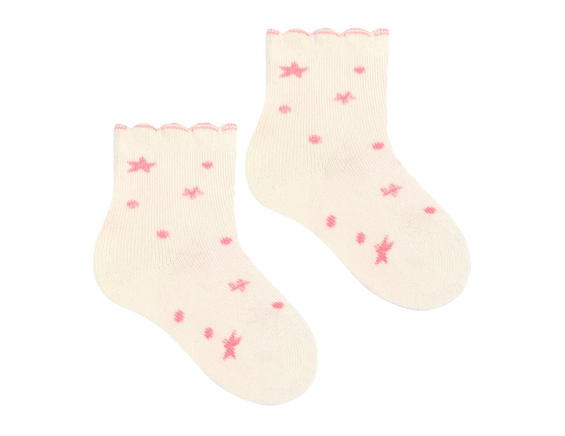 Baby Funny Patterns Cotton Socks | Steven | Soft Colourful Novelty Socks for Boys & Girls - Stars (Cream) - Stars (Cream)