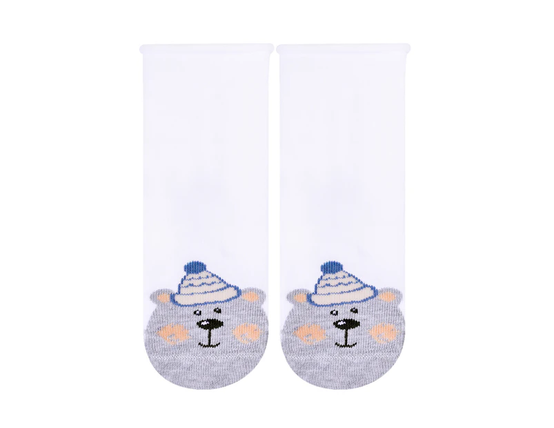 Baby Funny Patterns Cotton Socks | Steven | Soft Colourful Novelty Socks for Boys & Girls - Bear (White) - Bear (White)