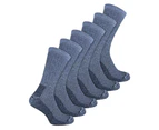 6 Pair Multipack Mens Wool Socks with Reinforced Heel and Toe | Sock Snob | Winter Breathable Cushioned Crew Hiking Socks - Blue - Blue