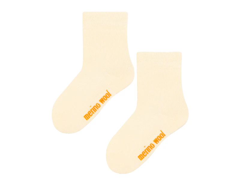 Kids Warm Merino Wool Socks | Steven | Breathable Thermal Knitted Ribbed Wool Socks for Winter - Cream - Cream