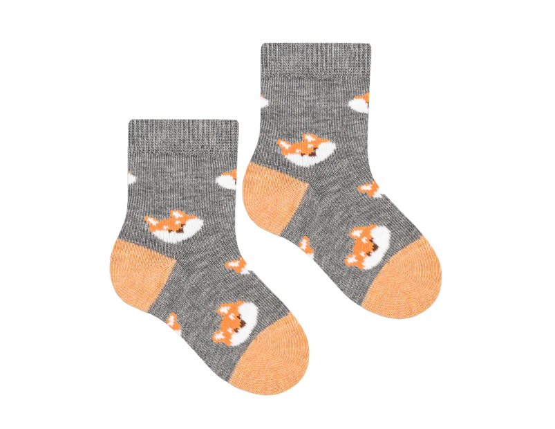 Baby Funny Patterns Cotton Socks | Steven | Soft Colourful Novelty Socks for Boys & Girls - Fox (Grey) - Fox (Grey)