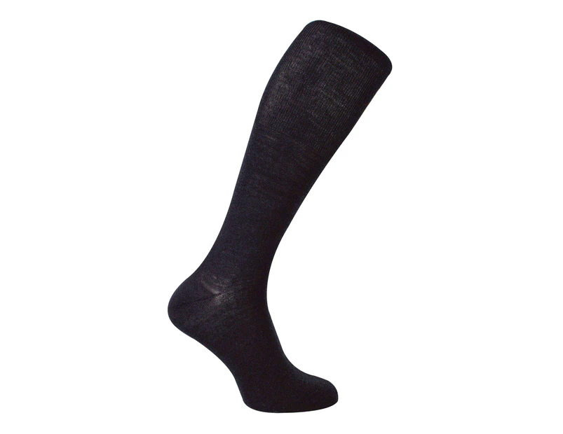 Mens Knee High Merino Wool Socks | Steven | Winter Long Length Boot Socks - Charcoal - Charcoal